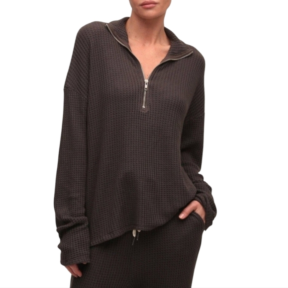 n:philanthropy Women’s ORLY Ribbed 1/4 Zip Pullover Chocolate Brown Size Medium - Picture 1 of 10